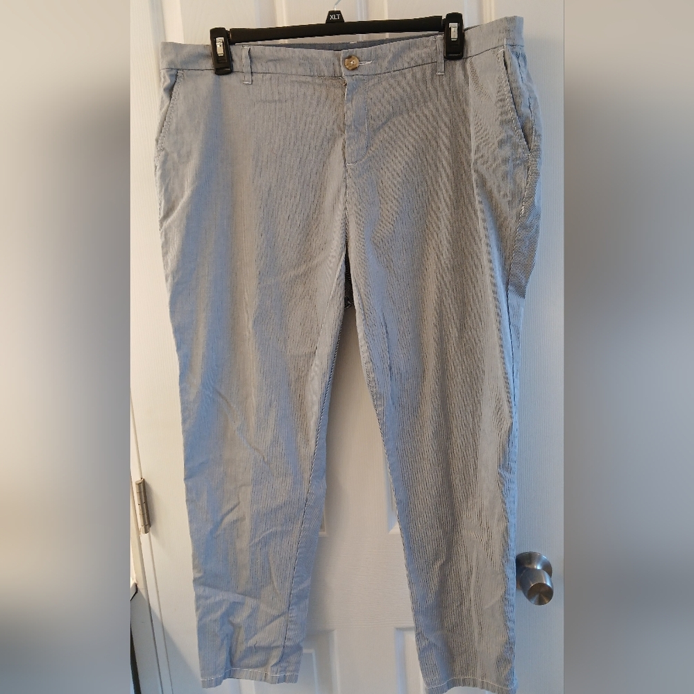 Tommy Hilfiger Micro Stripe Cotton Pants – Size 16W, Blue/White, Classic Fit